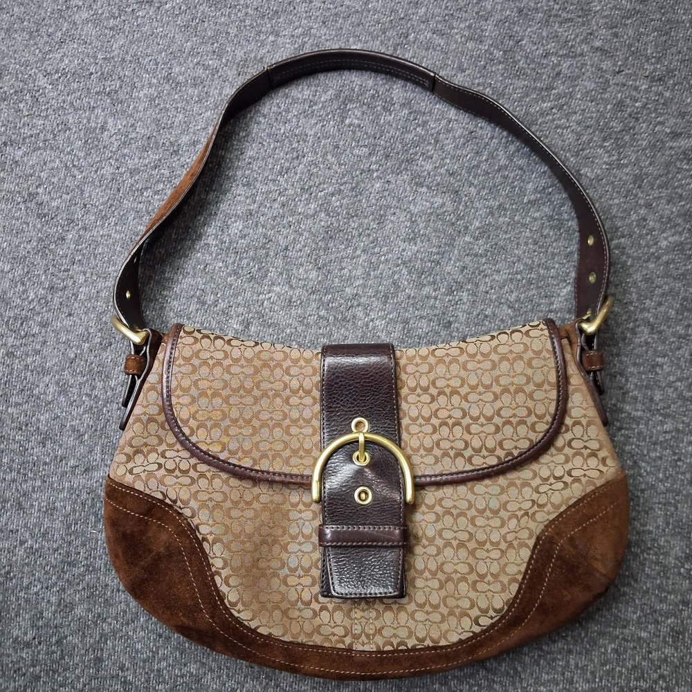 COACH Y2K 6808 Vintage Soho Shoulder Bag Purse Brown Leather and Suede Trim